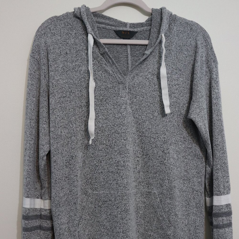 Mix by 41 Hawthorn Heather Gray V-Neck Hoodie Pullover Small